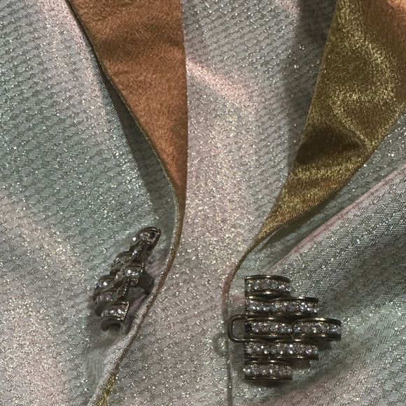 VINTAGE Y2K Terramina Cream Satin Blazer with Gold Collar sz 18 EUC - Picture 4 of 8